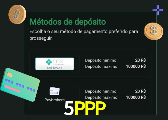 O cassino 5PPP oferece uma grande variedade de métodos de pagamento